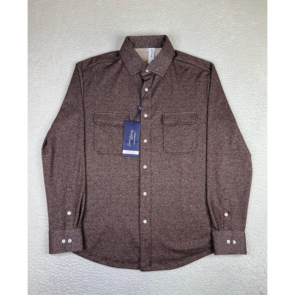 State & Liberty Shirt Mens XL Brown Knit Patch Pocket LS Button Up Athletic NEW